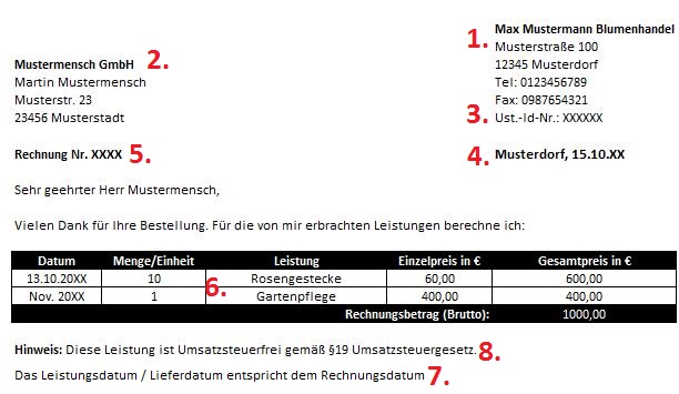 Musterrechnung Kleinunternehmer Gratis Excel Vorlage Zu 19